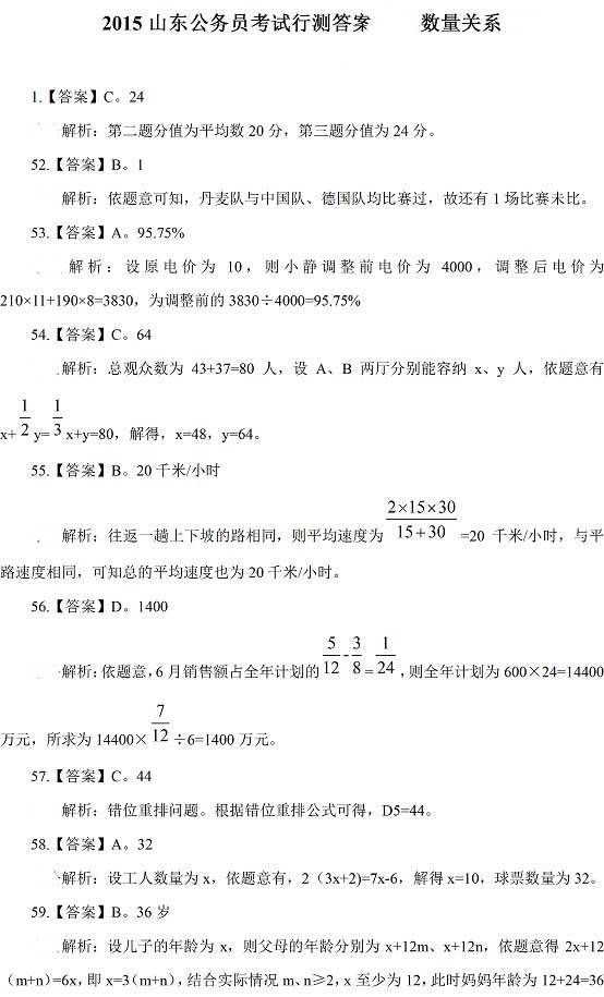 2015年山東省公務(wù)員考試行測答案:常識判斷